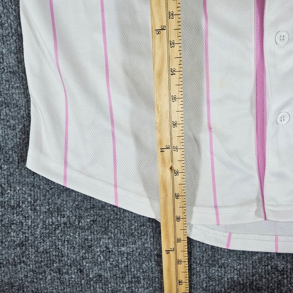 Barbie Official Baseball Jersey Shirt White Pink Number 58 Women's Size Large - Picture 6 of 7